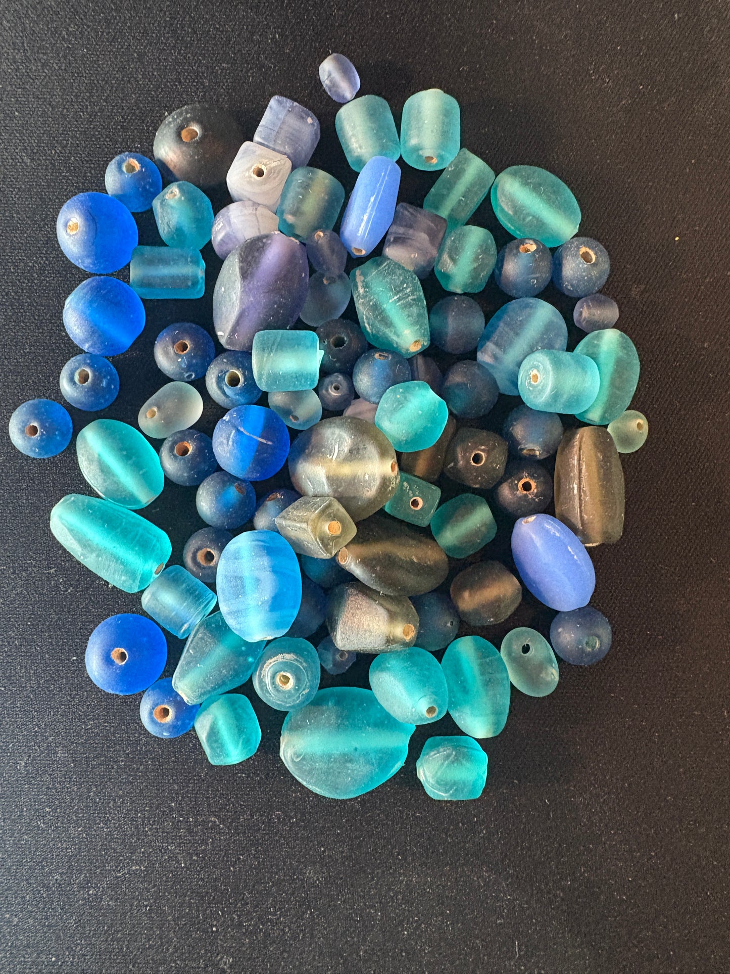 100g Glass beads (S1290)- Blue glass beads- 5-12mm