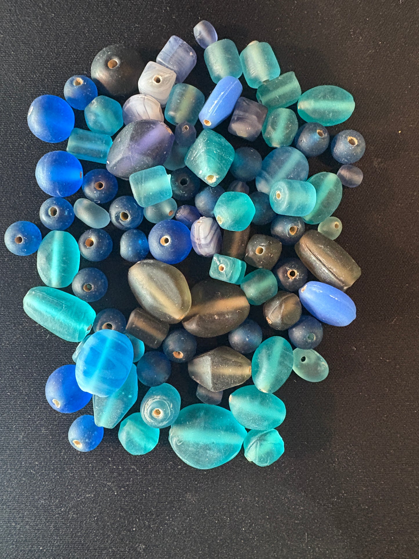 100g Glass beads (S1290)- Blue glass beads- 5-12mm