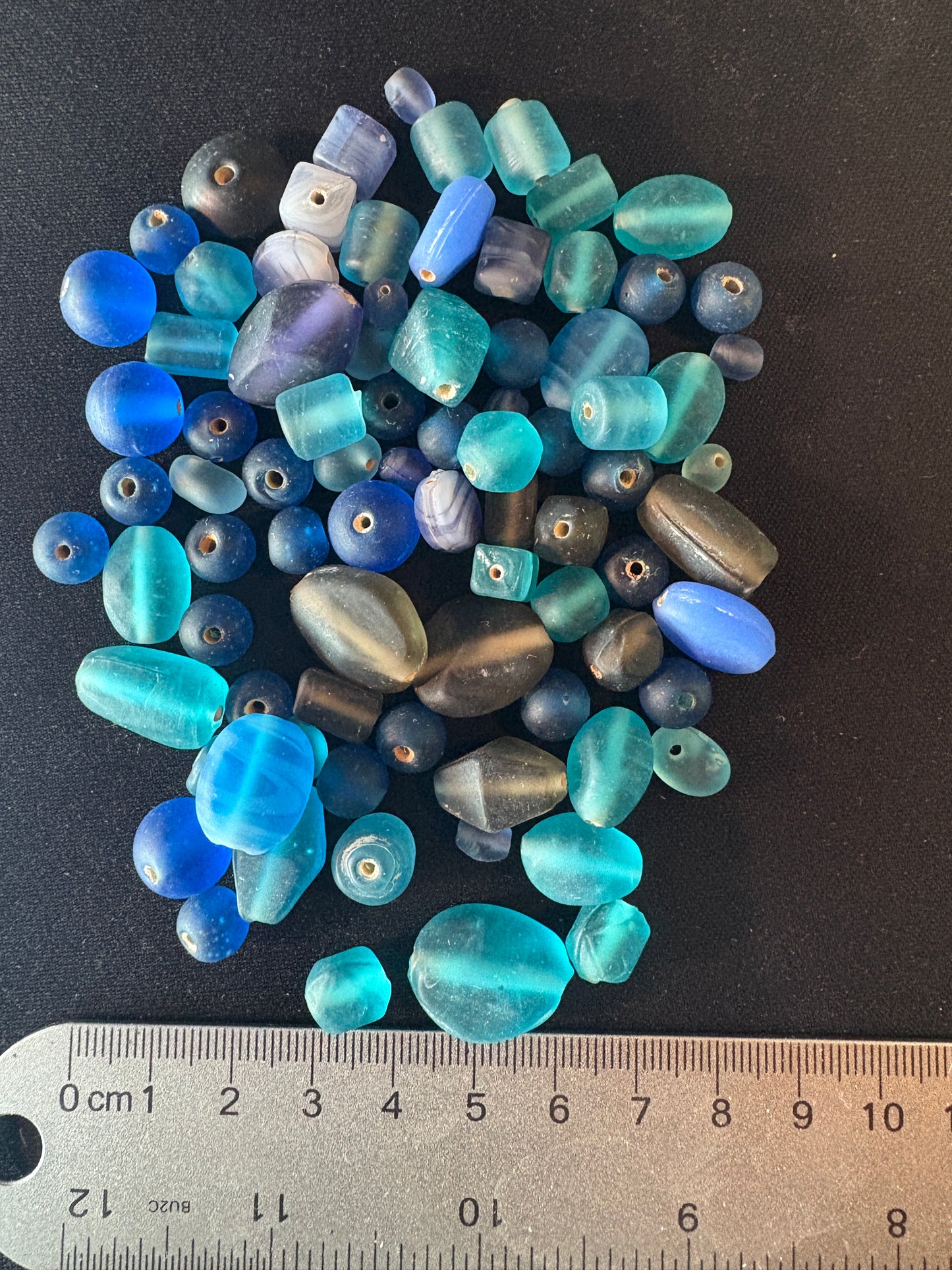 100g Glass beads (S1290)- Blue glass beads- 5-12mm
