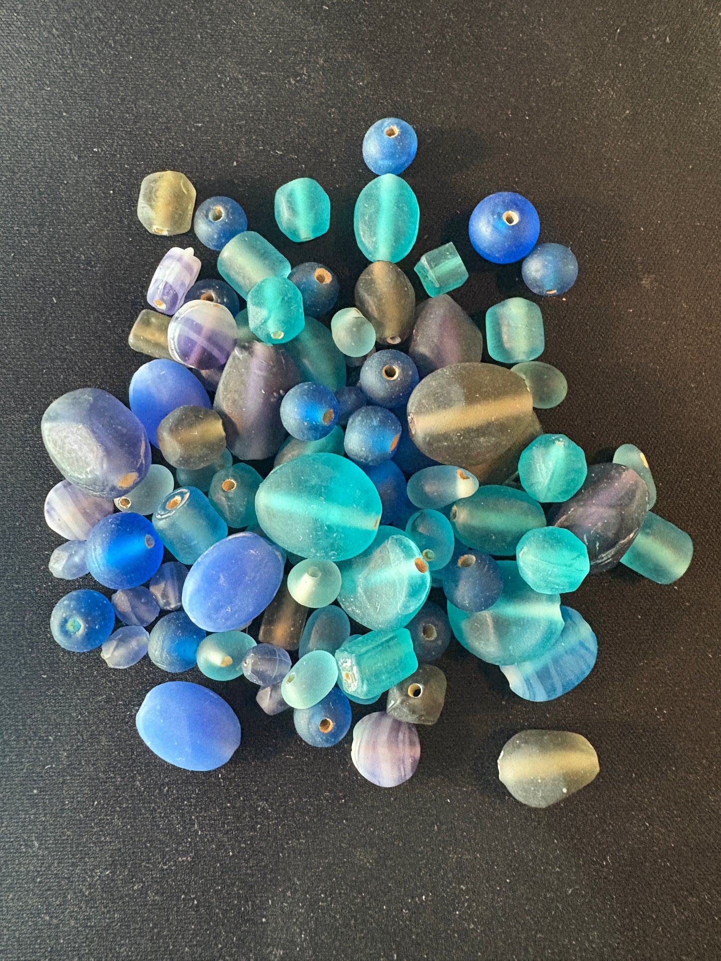 100g Glass beads (S1290)- Blue glass beads- 5-12mm