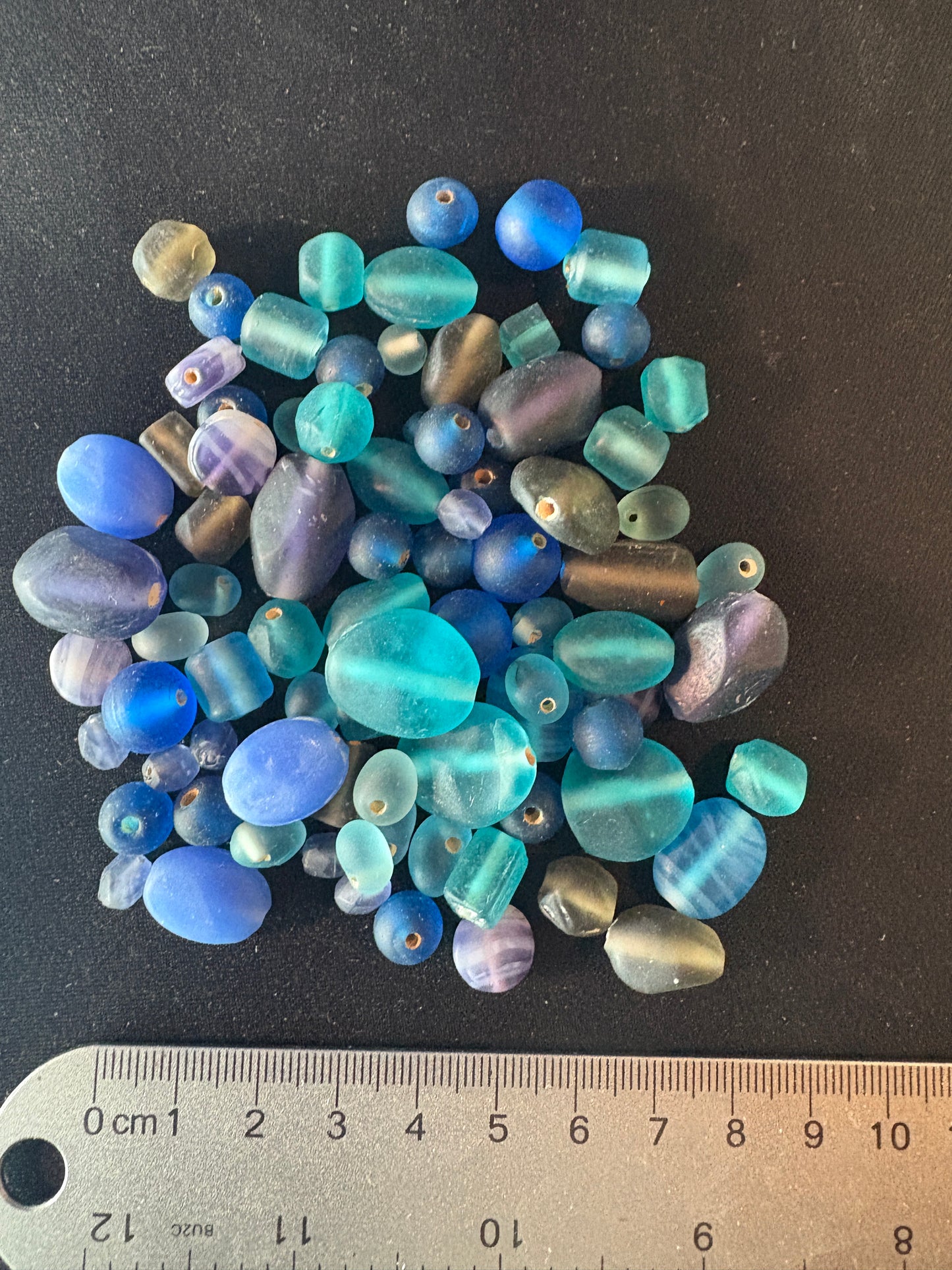 100g Glass beads (S1290)- Blue glass beads- 5-12mm