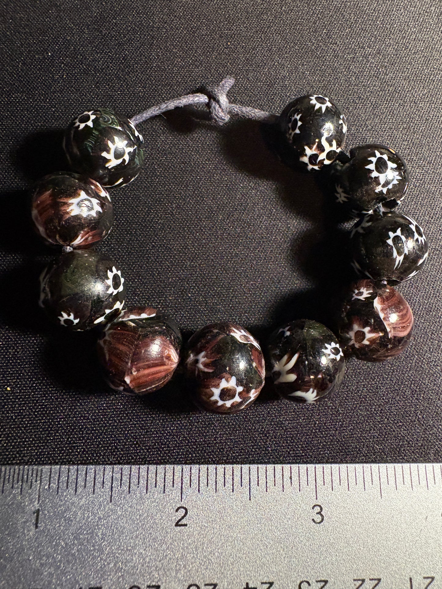 10 Millefiori glass trade beads - Handmade Indian Rare (S09)