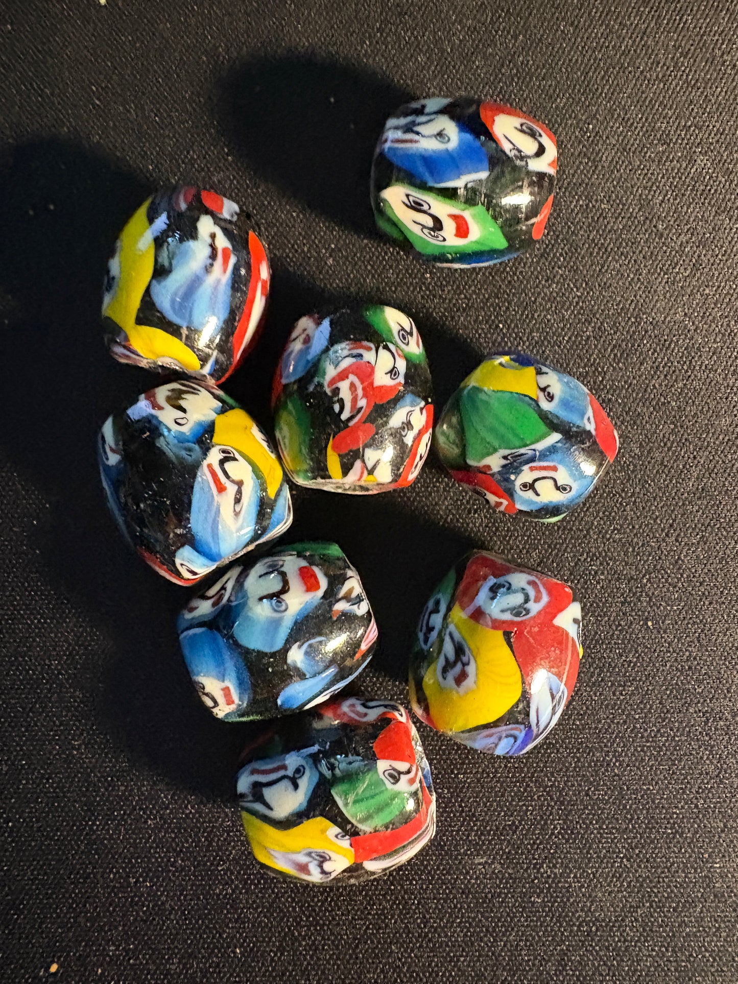 8 Large Fancy Millefiori glass beads - Indian Handmade (S07)