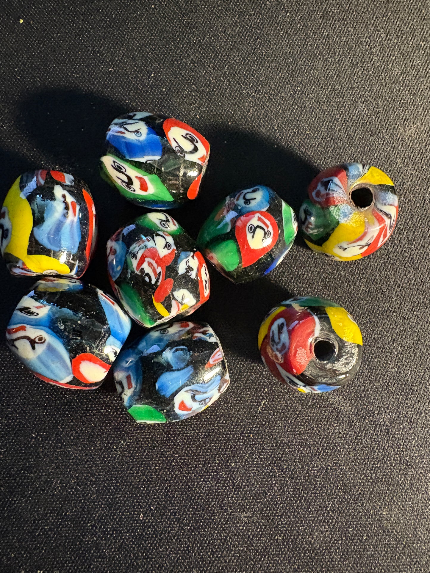 8 Large Fancy Millefiori glass beads - Indian Handmade (S07)