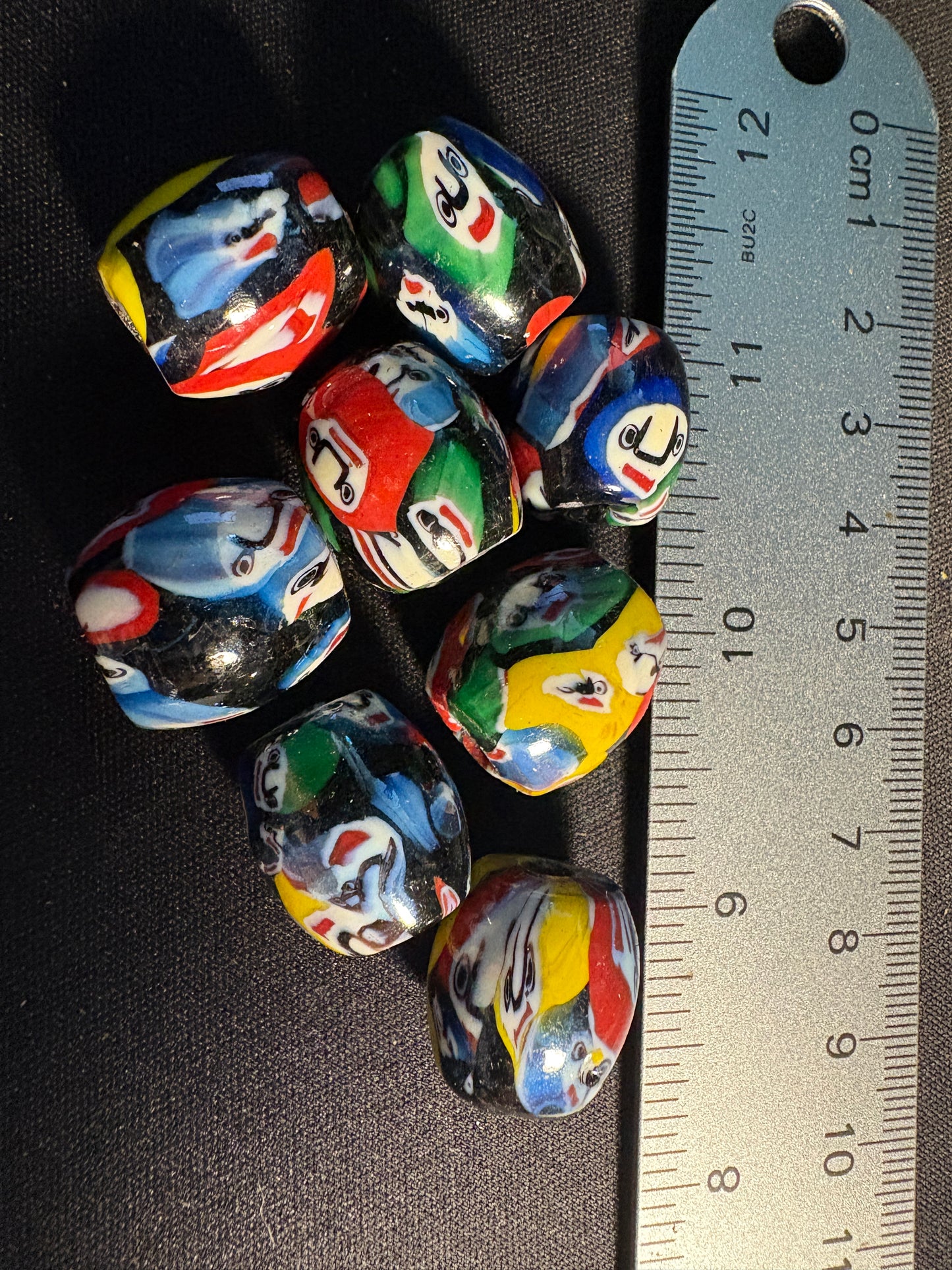 8 Large Fancy Millefiori glass beads - Indian Handmade (S07)