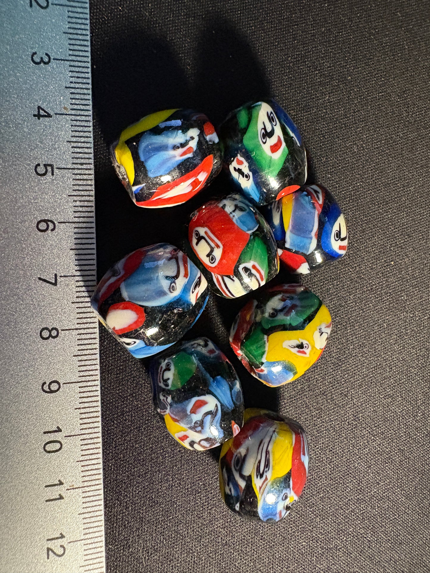 8 Large Fancy Millefiori glass beads - Indian Handmade (S07)