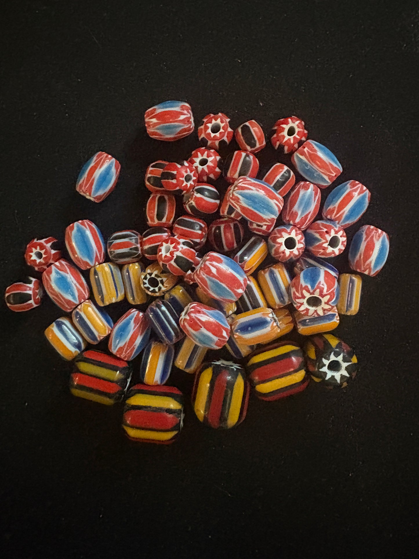 LOT - Chevron glass beads -60 Brown Native American Beads 8-20mm (S12)