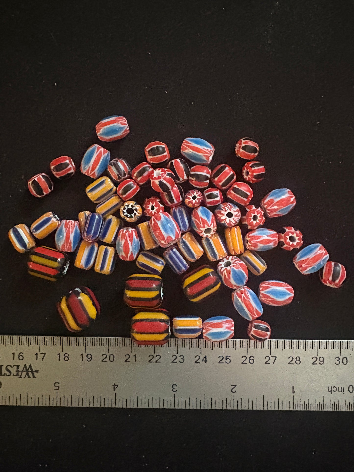 LOT - Chevron glass beads -60 Brown Native American Beads 8-20mm (S12)