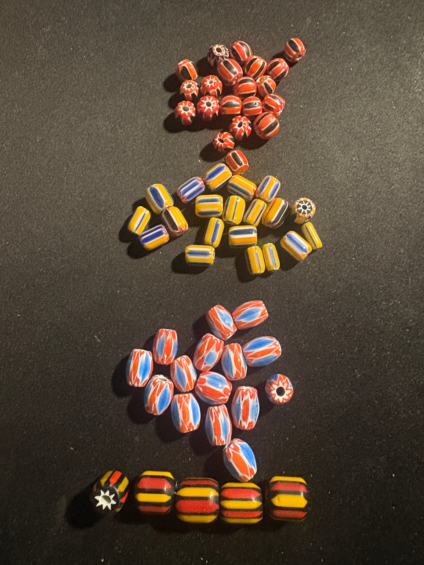 LOT - Chevron glass beads -60 Brown Native American Beads 8-20mm (S12)