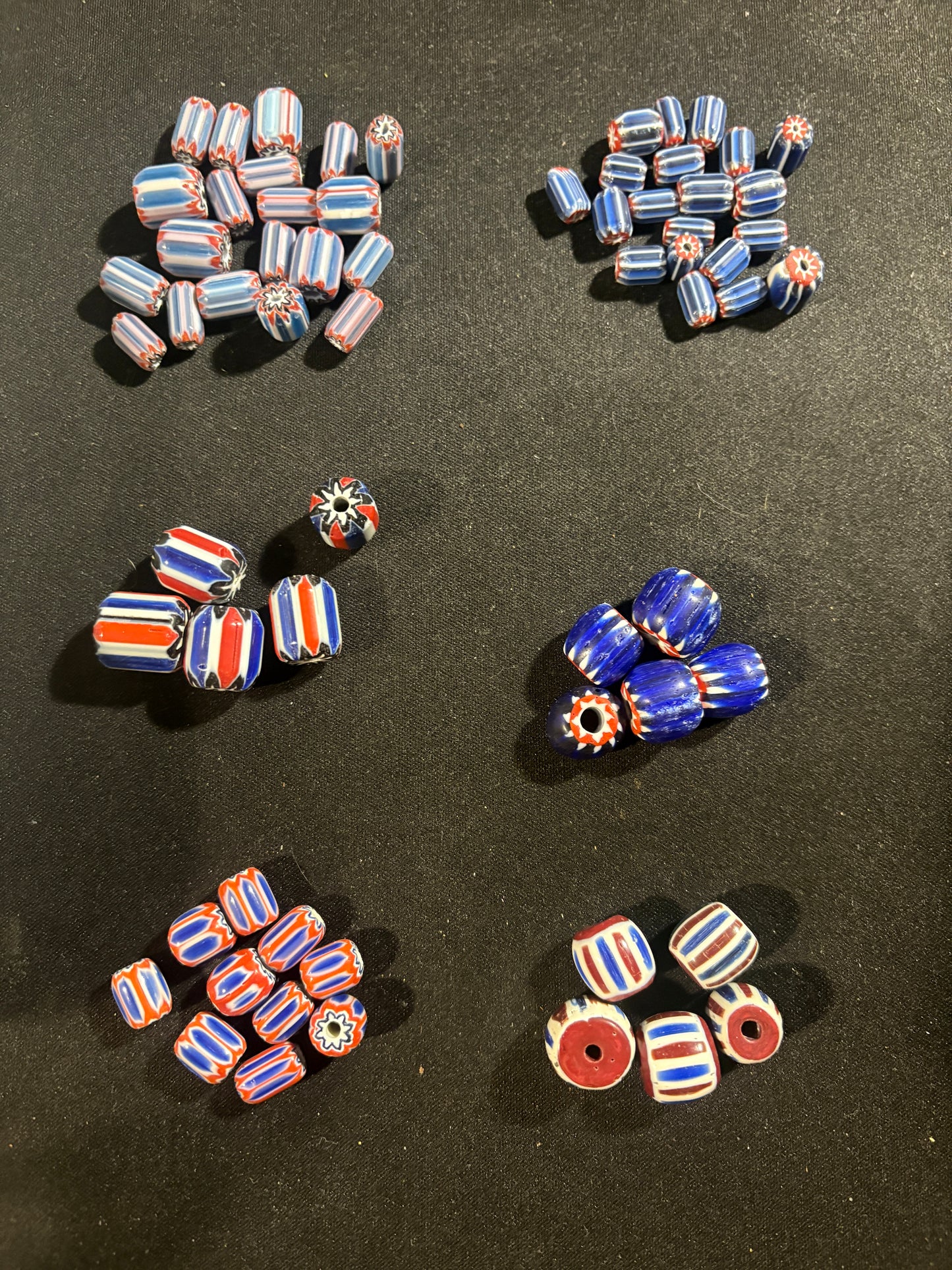LOT - Chevron glass beads -60 Blue Native American Beads 8-18mm (S14)