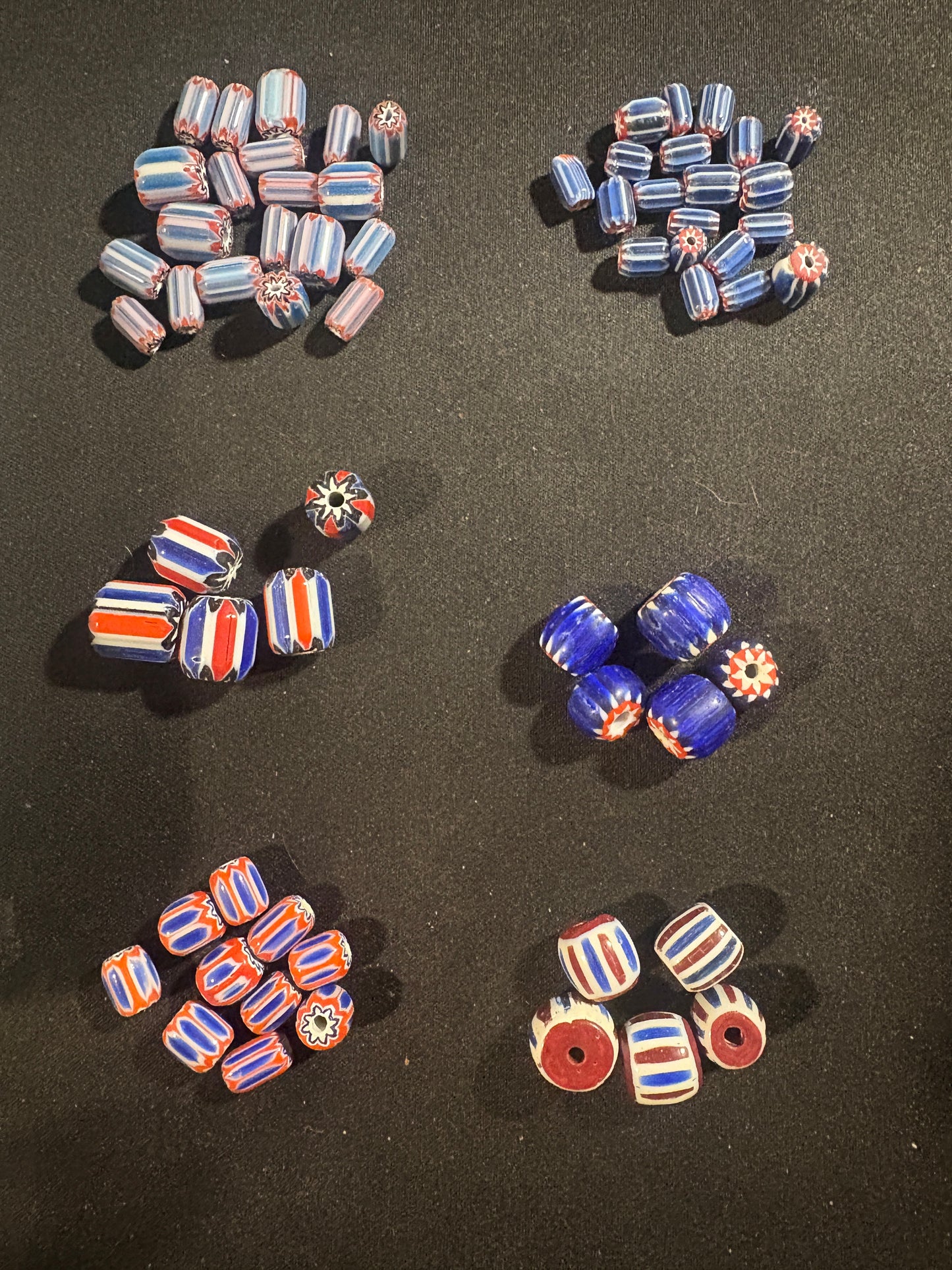 LOT - Chevron glass beads -60 Blue Native American Beads 8-18mm (S14)