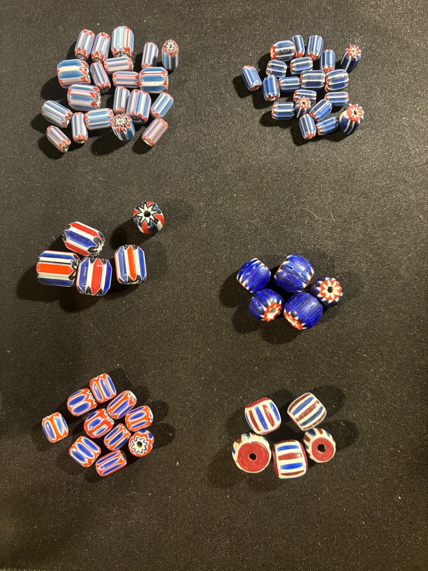 LOT - Chevron glass beads -60 Blue Native American Beads 8-18mm (S14)