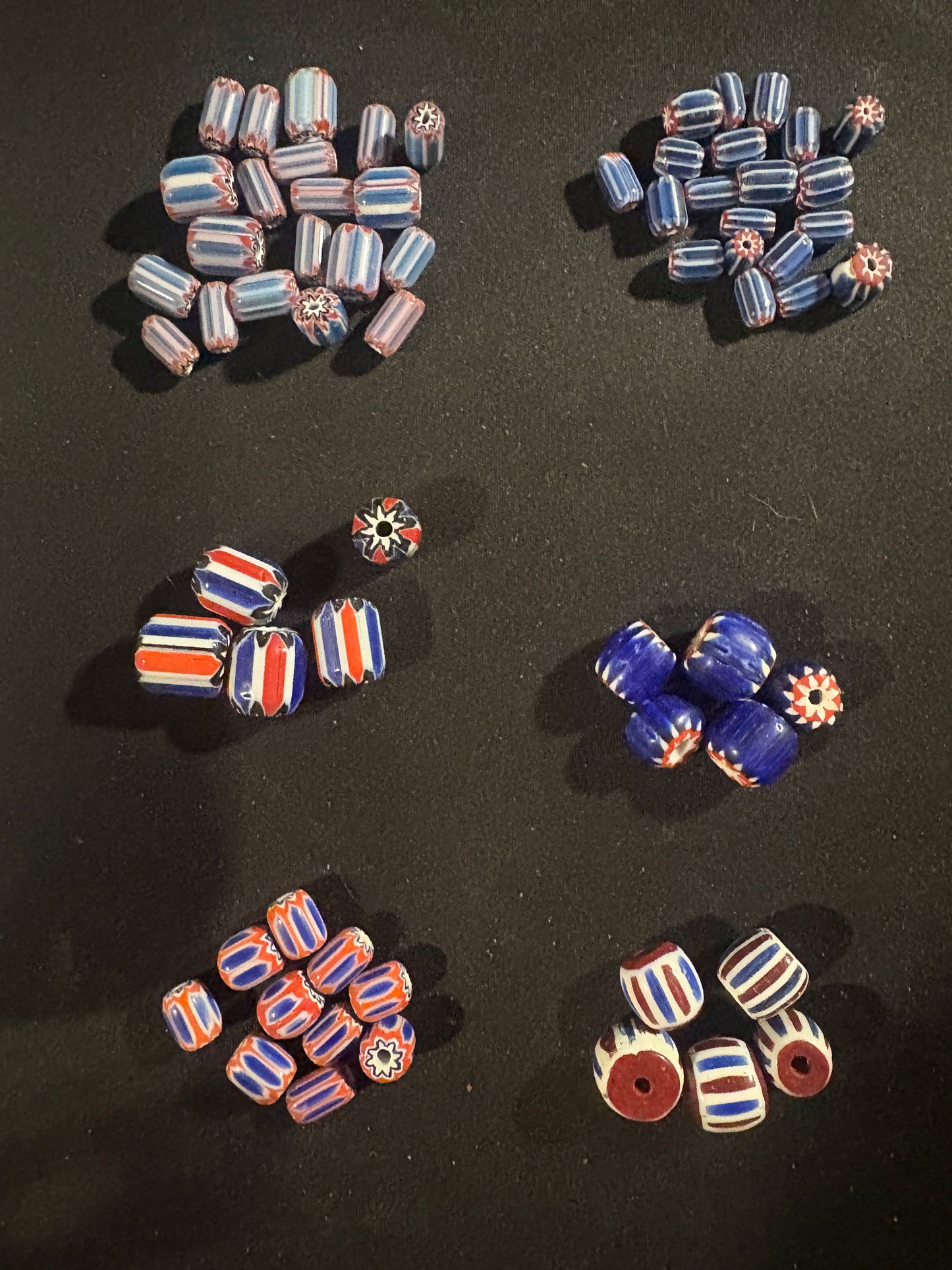 LOT - Chevron glass beads -60 Blue Native American Beads 8-18mm (S14)