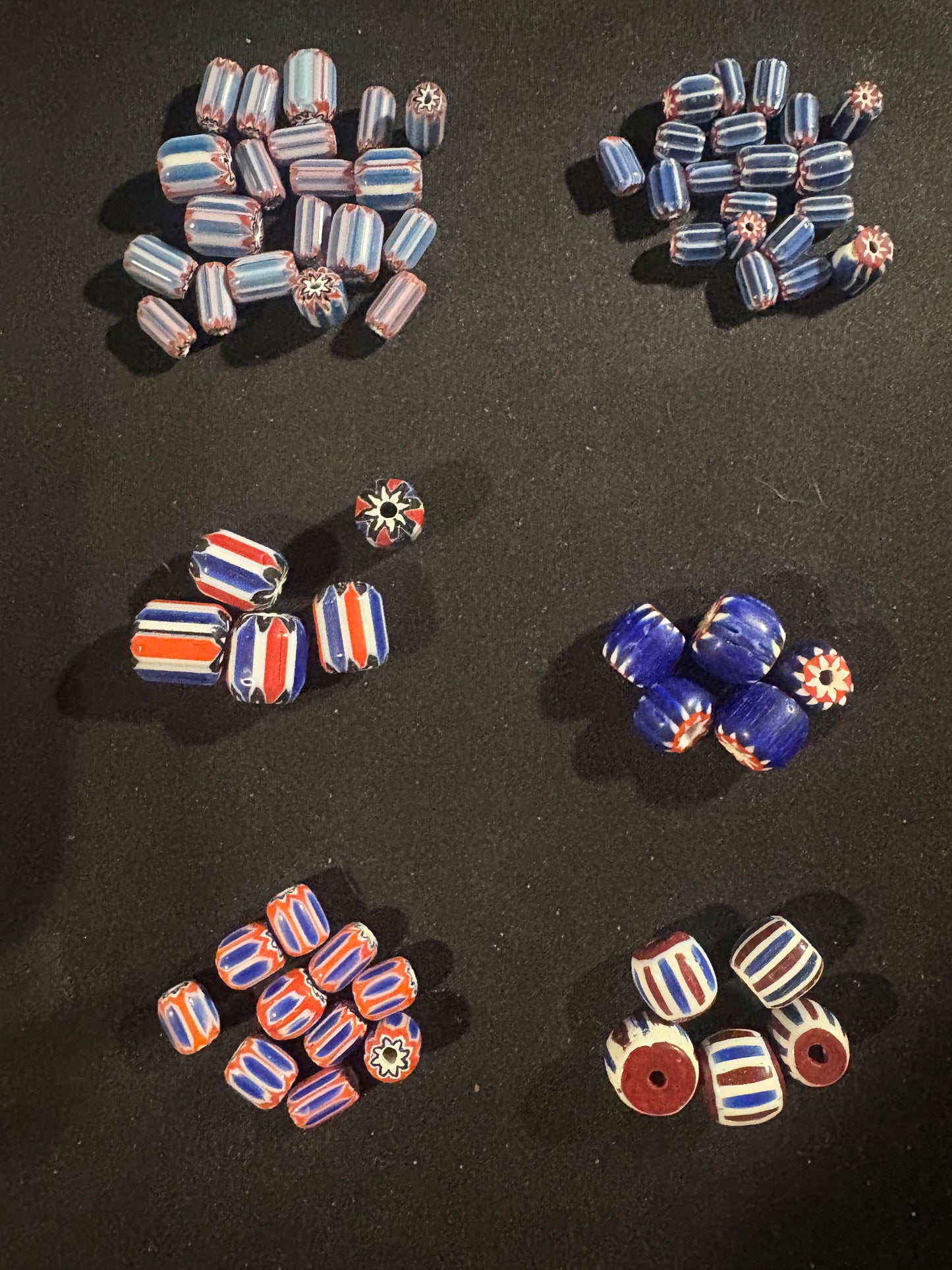 LOT - Chevron glass beads -60 Blue Native American Beads 8-18mm (S14)