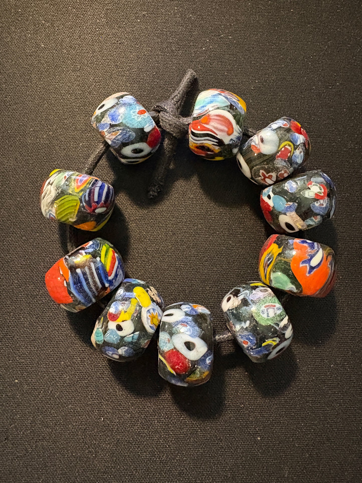 10 Millefiori glass trade beads - (S168) - Handmade Indian Rare 15mm