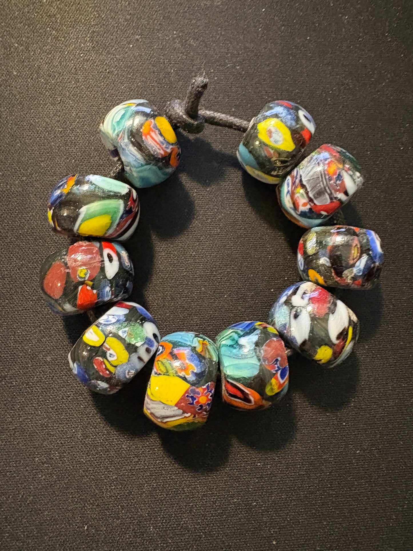 10 Millefiori glass trade beads - (S168) - Handmade Indian Rare 15mm