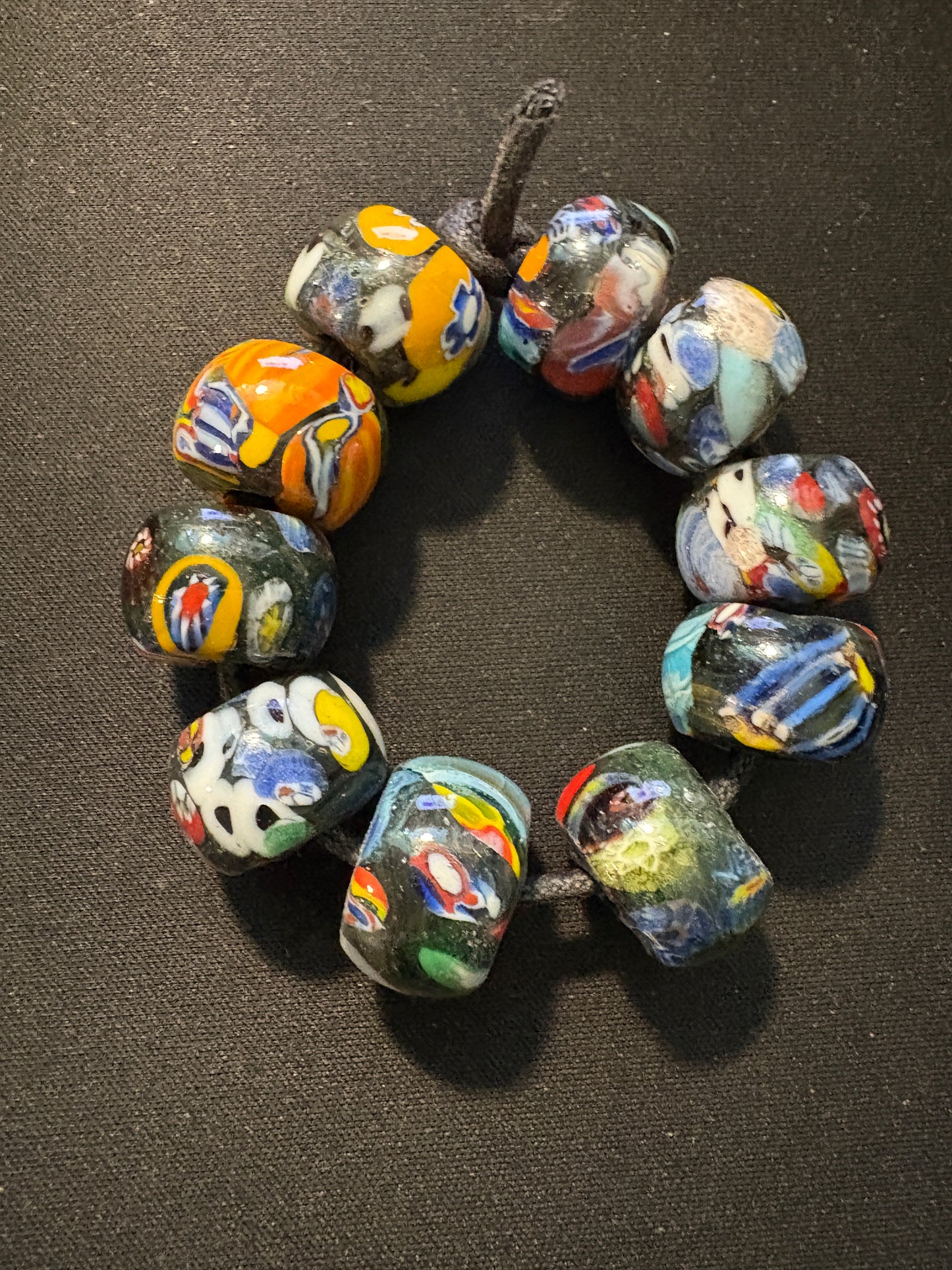 10 Millefiori glass trade beads - (S168) - Handmade Indian Rare 15mm