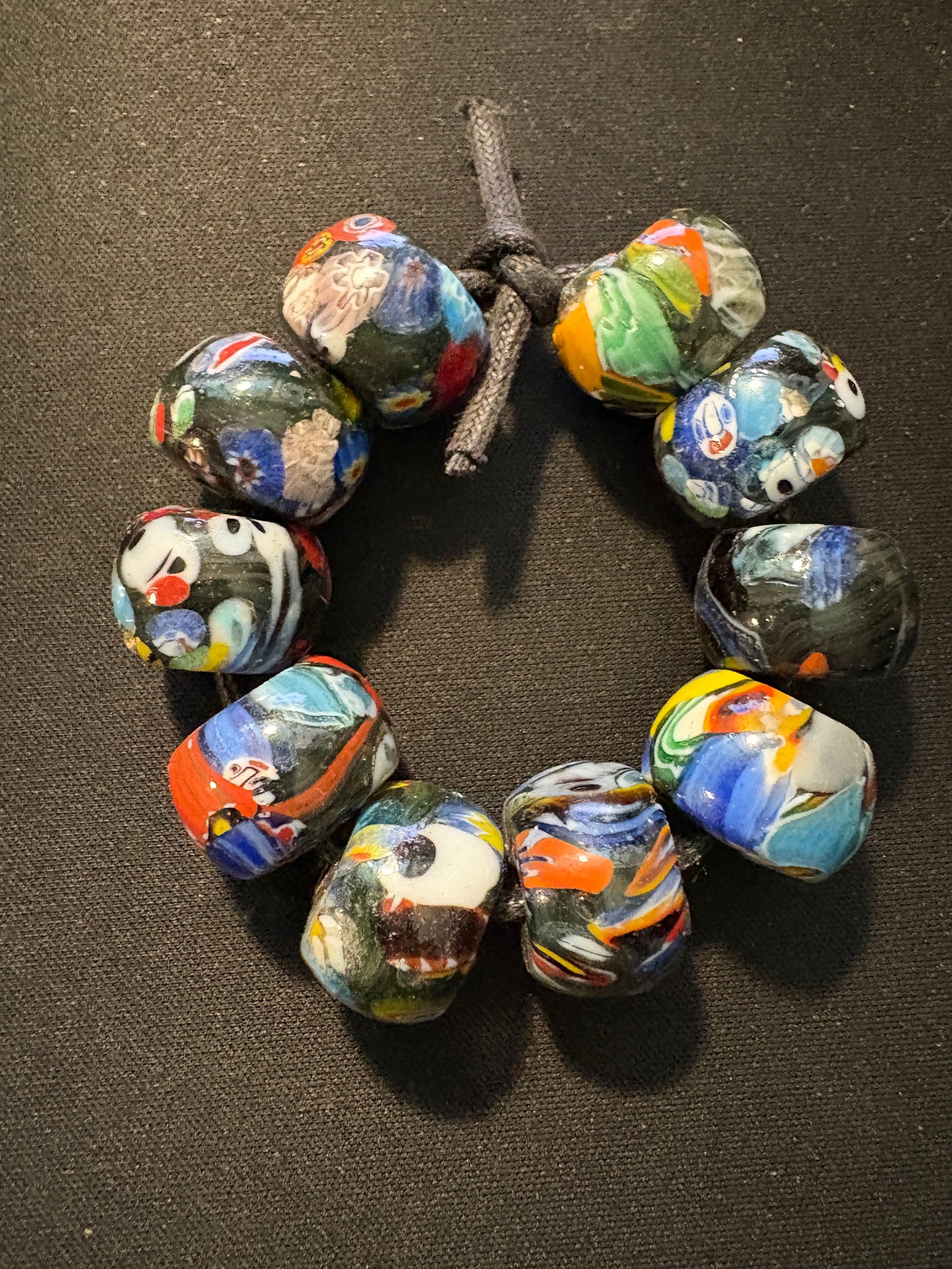 10 Millefiori glass trade beads - (S168) - Handmade Indian Rare 15mm