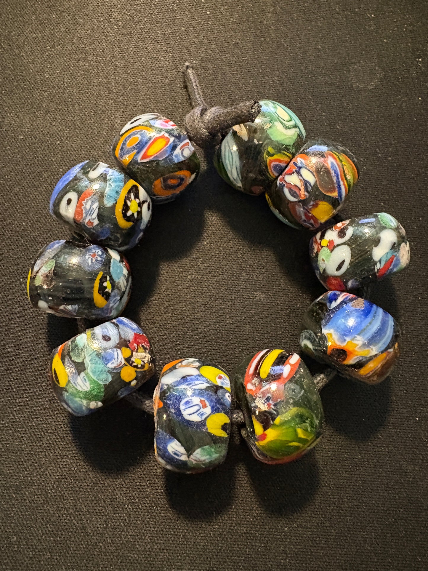 10 Millefiori glass trade beads - (S168) - Handmade Indian Rare 15mm
