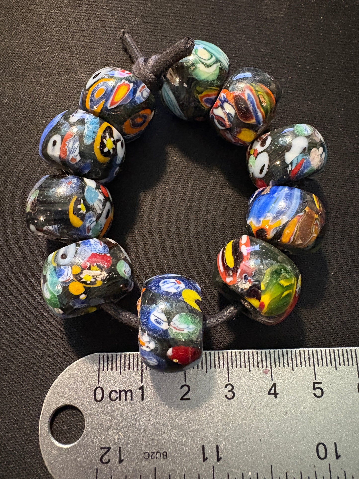 10 Millefiori glass trade beads - (S168) - Handmade Indian Rare 15mm