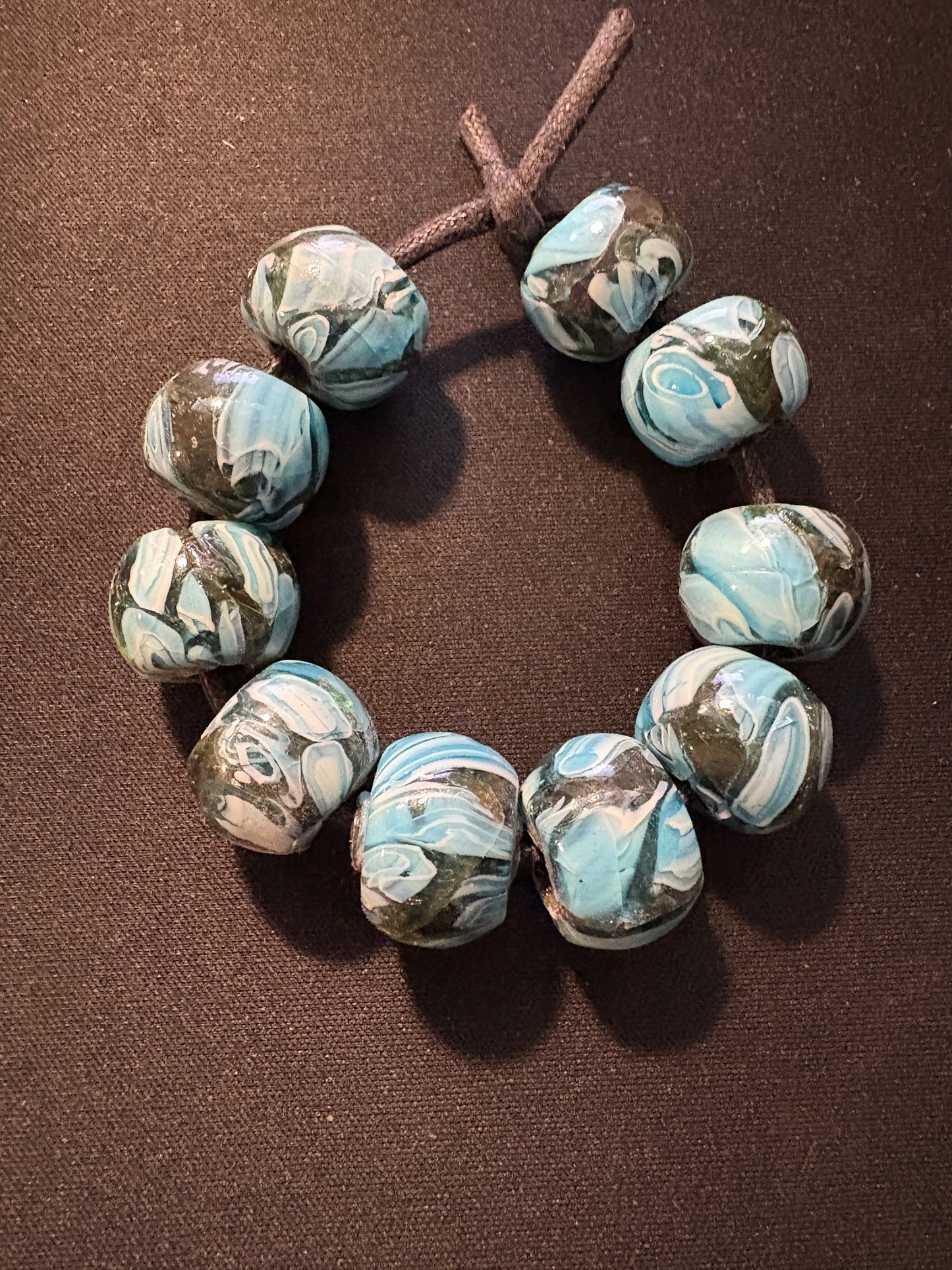 10 Millefiori glass trade beads - (S172) Handmade Indian Rare 15mm