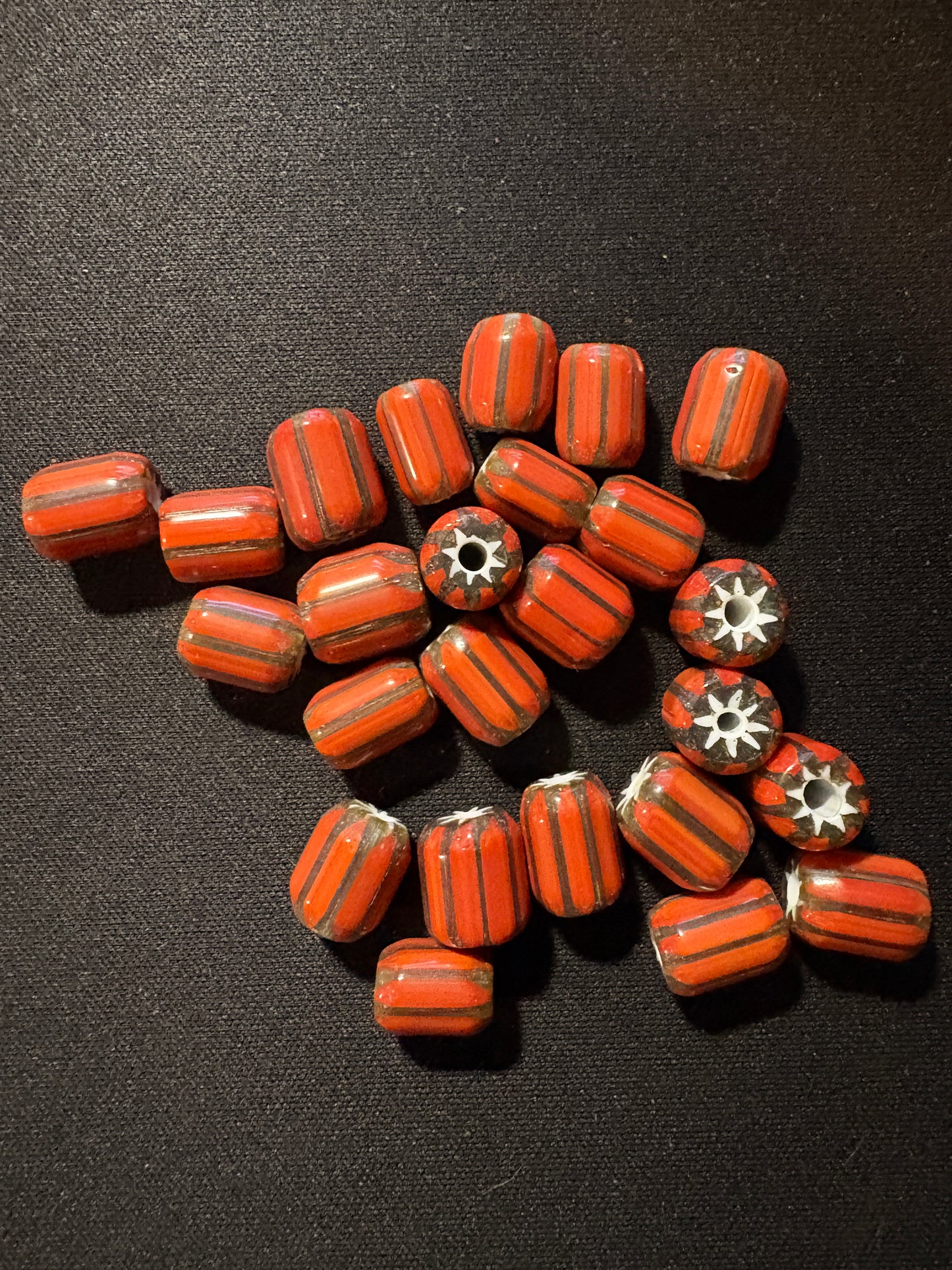 25 Chevrons striped glass beads (s177)- brown 10mm