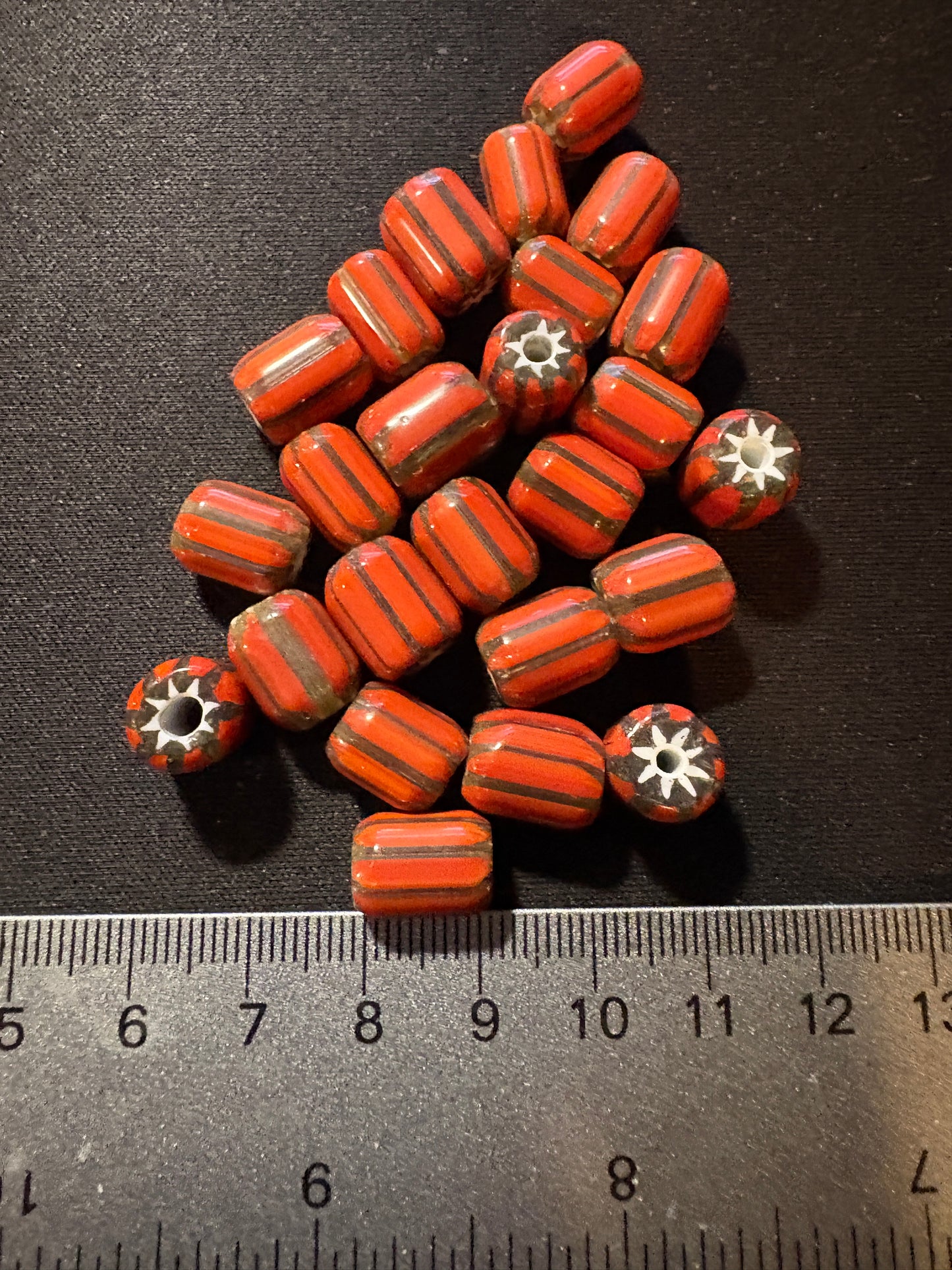 25 Chevrons striped glass beads (s177)- brown 10mm