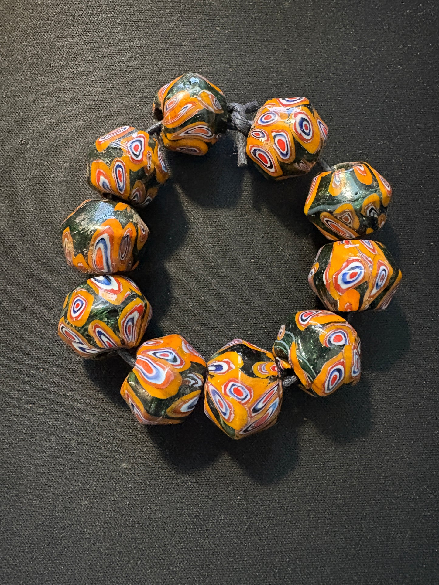 10 Millefiori glass trade beads - (S132) Handmade Indian Rare - 15mm