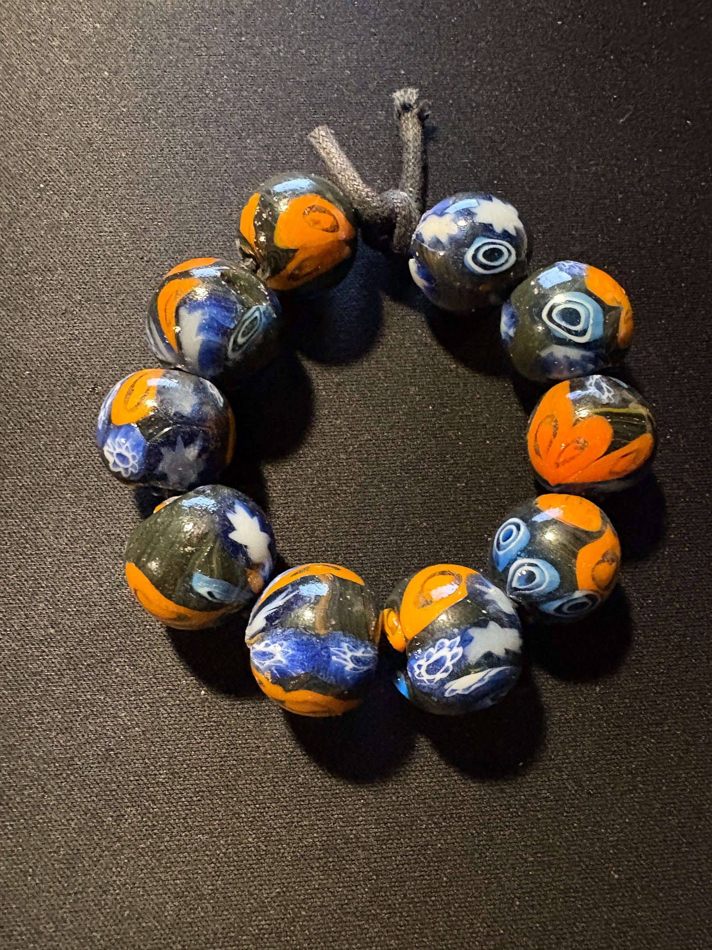 10 Millefiori glass trade beads - (S169) Handmade Indian Rare - 15x20mm