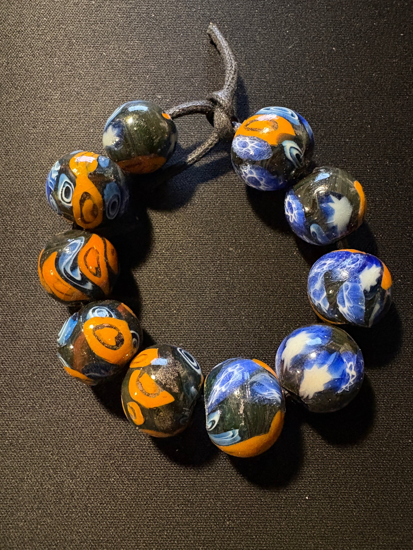 10 Millefiori glass trade beads - (S169) Handmade Indian Rare - 15x20mm