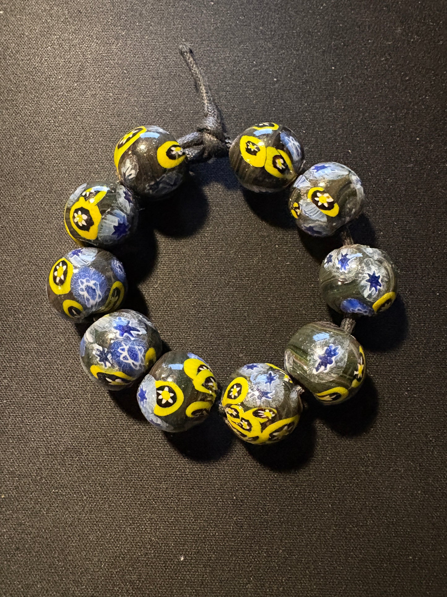 10 Millefiori glass trade beads - (S174) Handmade Indian Rare - 15mm
