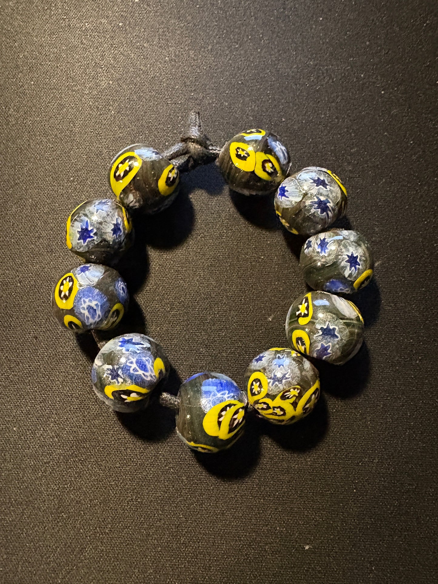 10 Millefiori glass trade beads - (S174) Handmade Indian Rare - 15mm