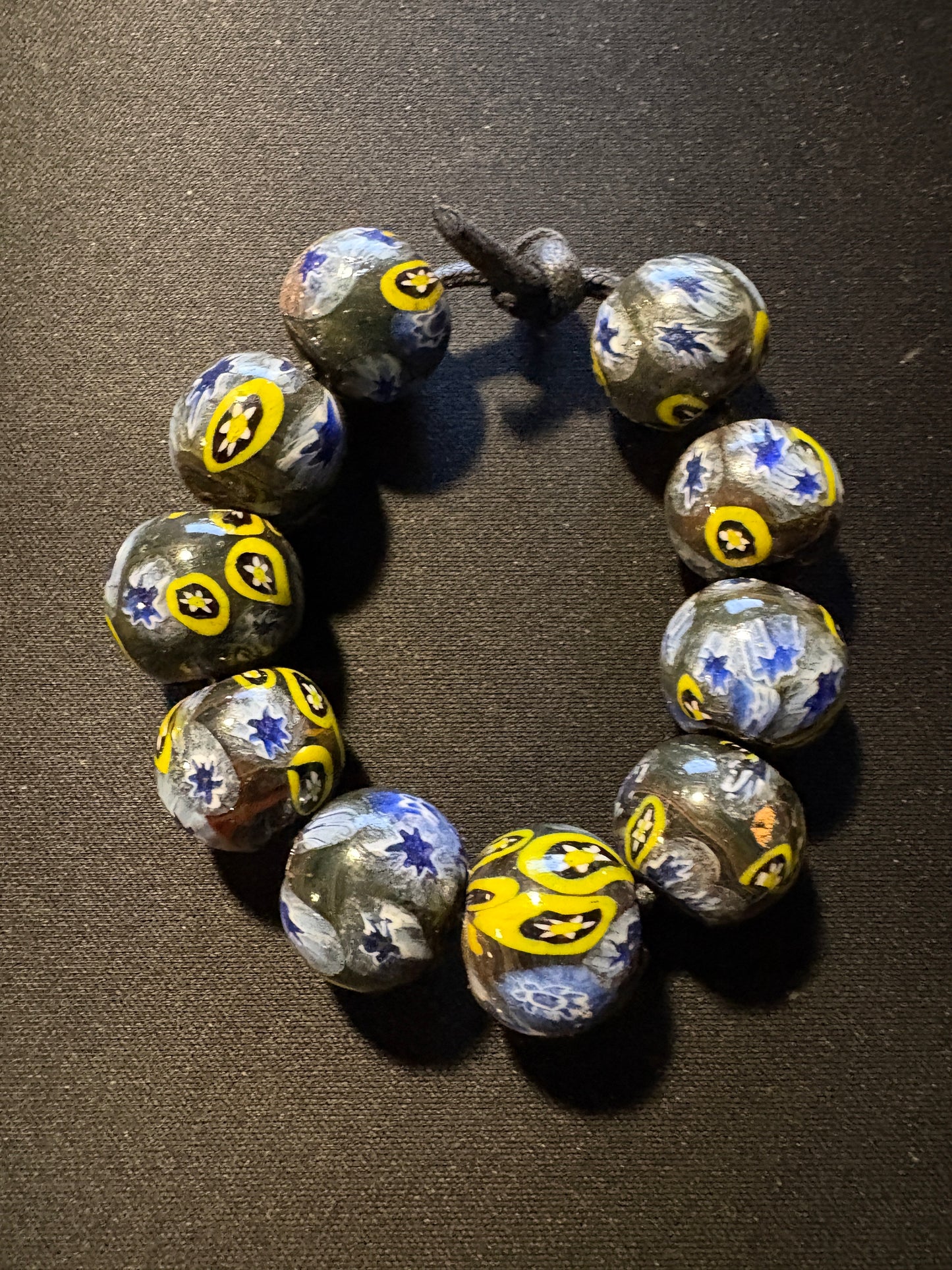 10 Millefiori glass trade beads - (S174) Handmade Indian Rare - 15mm