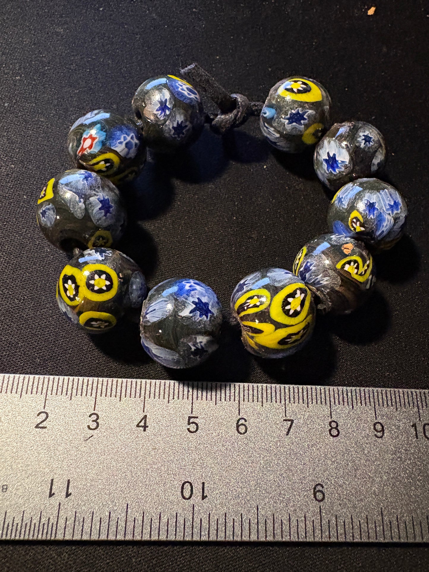 10 Millefiori glass trade beads - (S174) Handmade Indian Rare - 15mm
