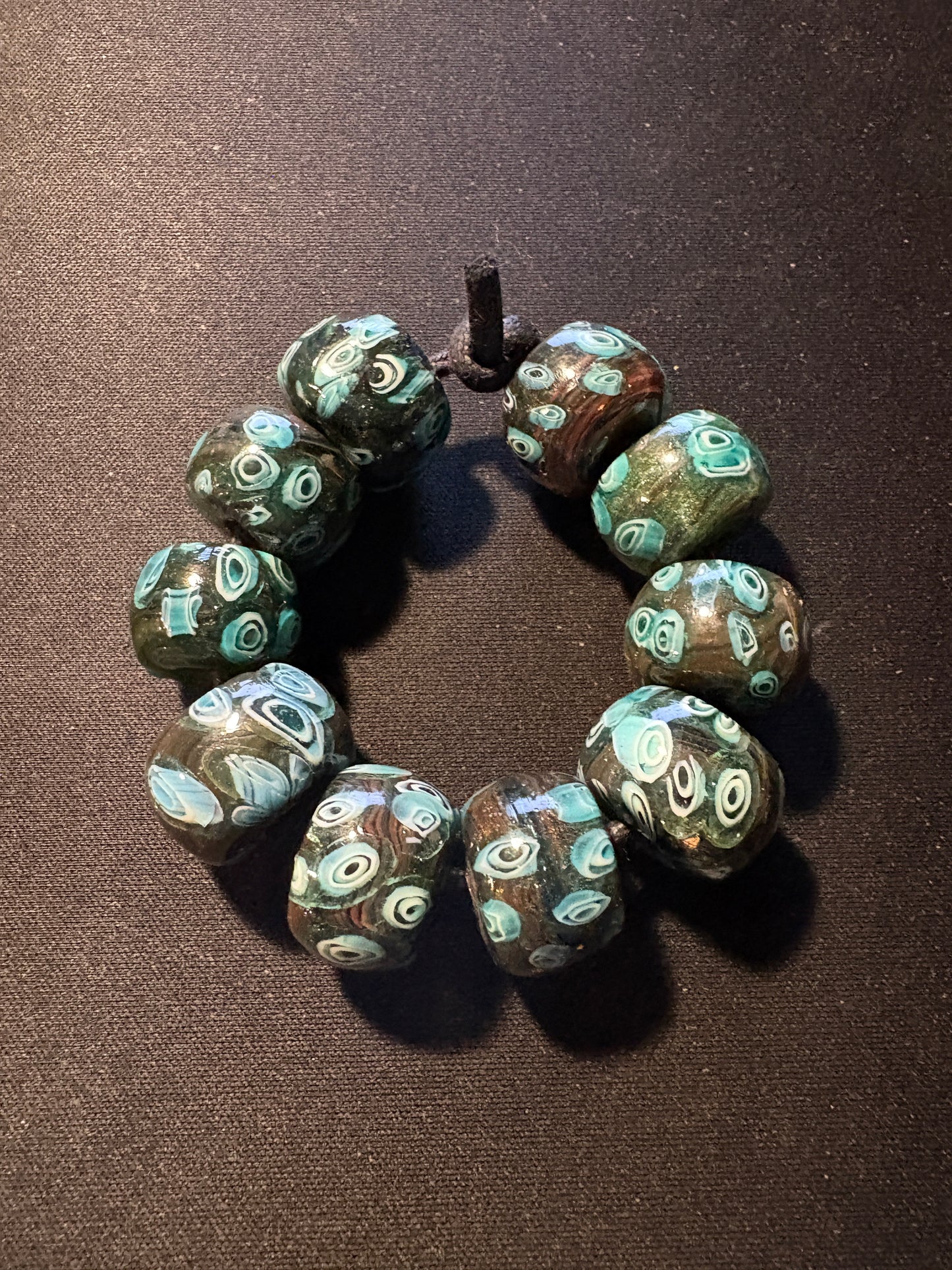 10 Millefiori glass trade beads - (S170) Handmade Indian Rare - 15mm