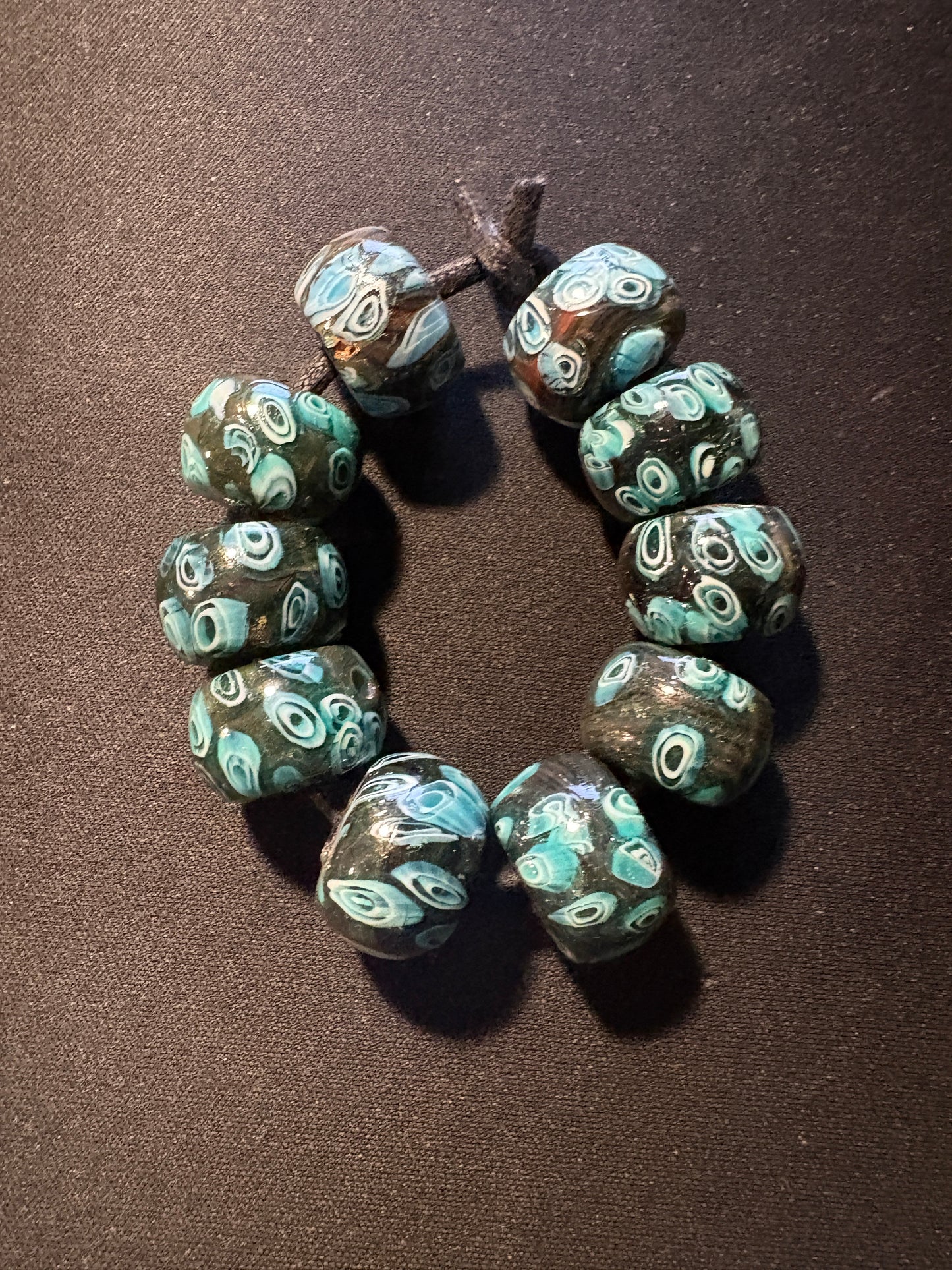 10 Millefiori glass trade beads - (S170) Handmade Indian Rare - 15mm