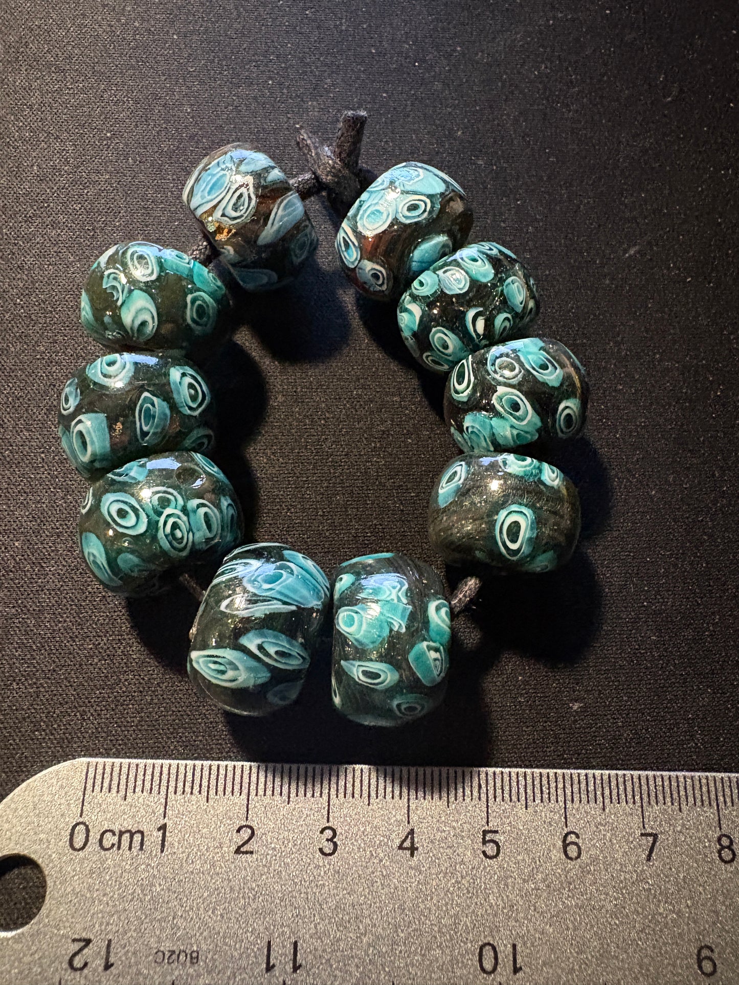 10 Millefiori glass trade beads - (S170) Handmade Indian Rare - 15mm