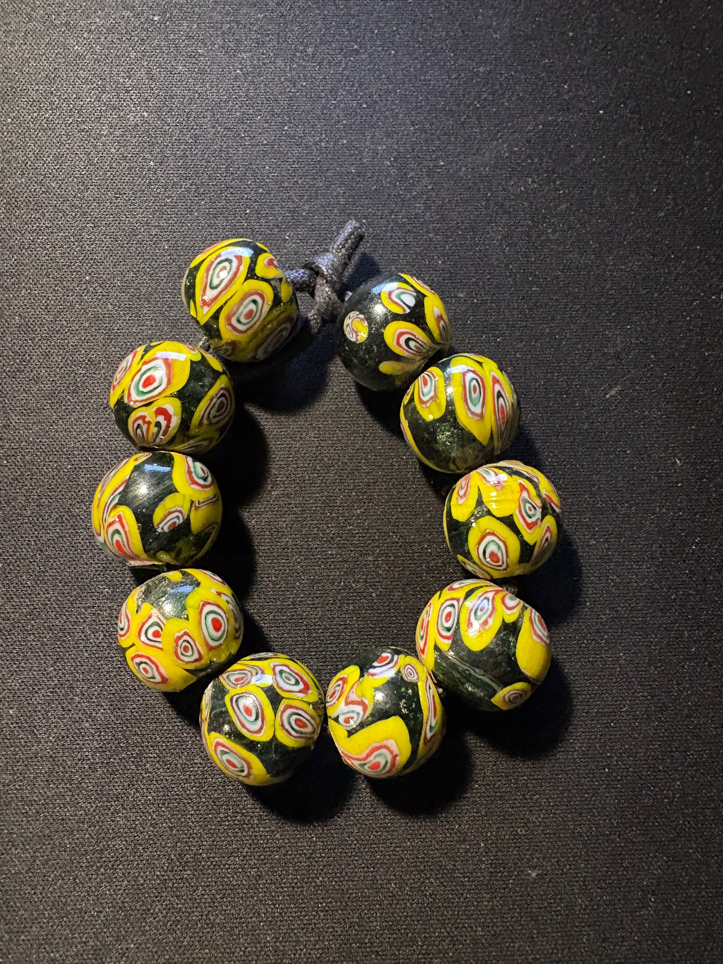10 Millefiori glass trade beads - (S181) Handmade Indian Rare - 14mm