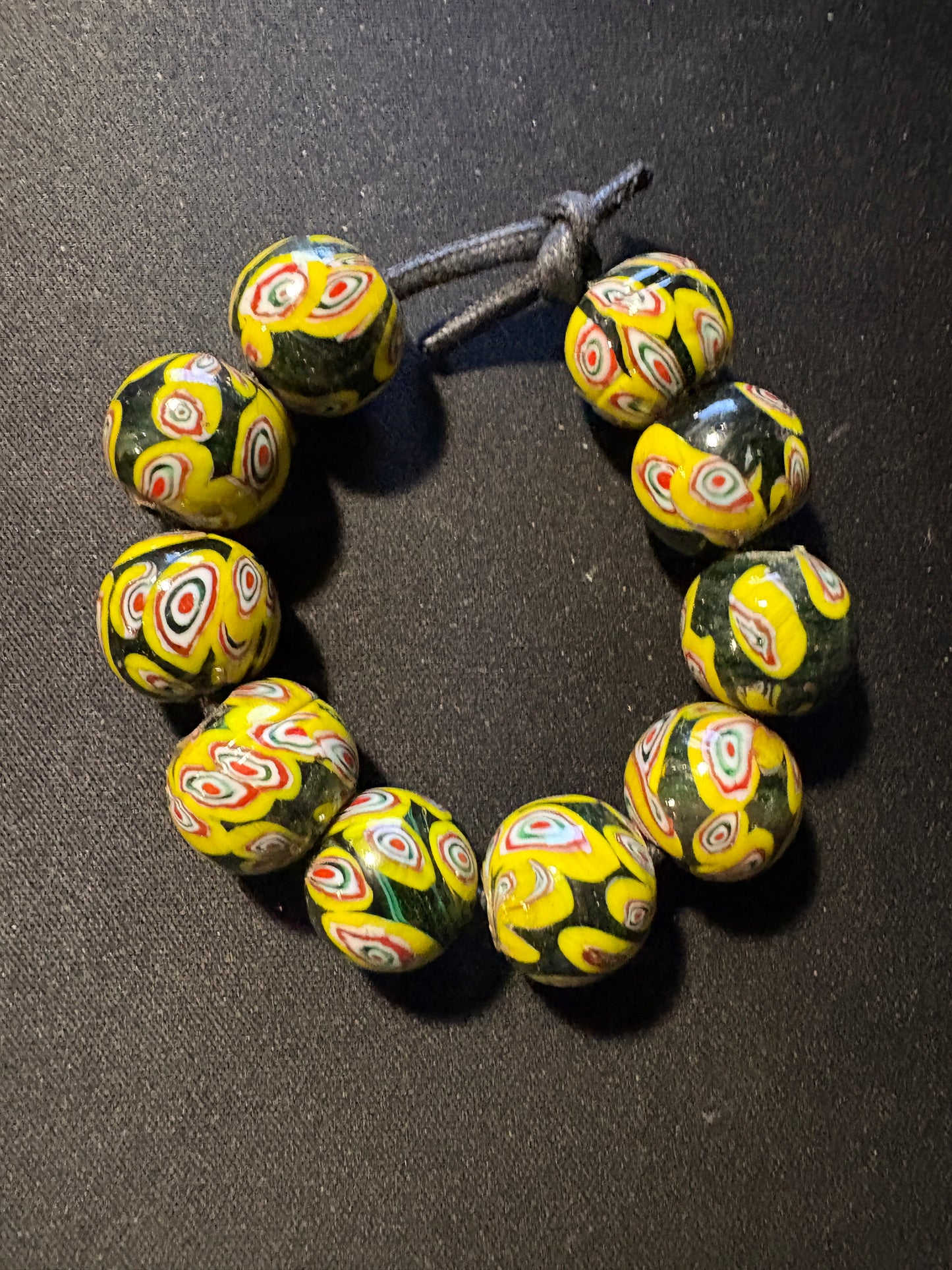 10 Millefiori glass trade beads - (S181) Handmade Indian Rare - 14mm