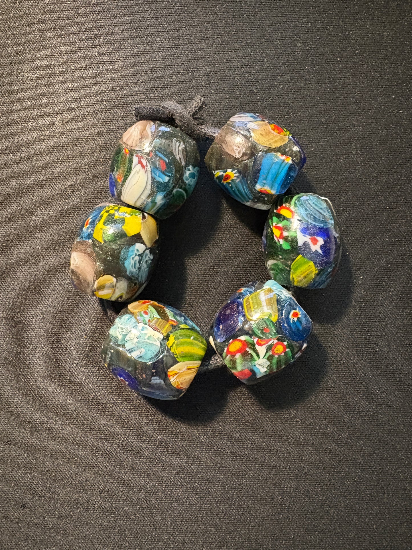 6 Millefiori glass trade beads - (S145) Handmade Rare - 22mm