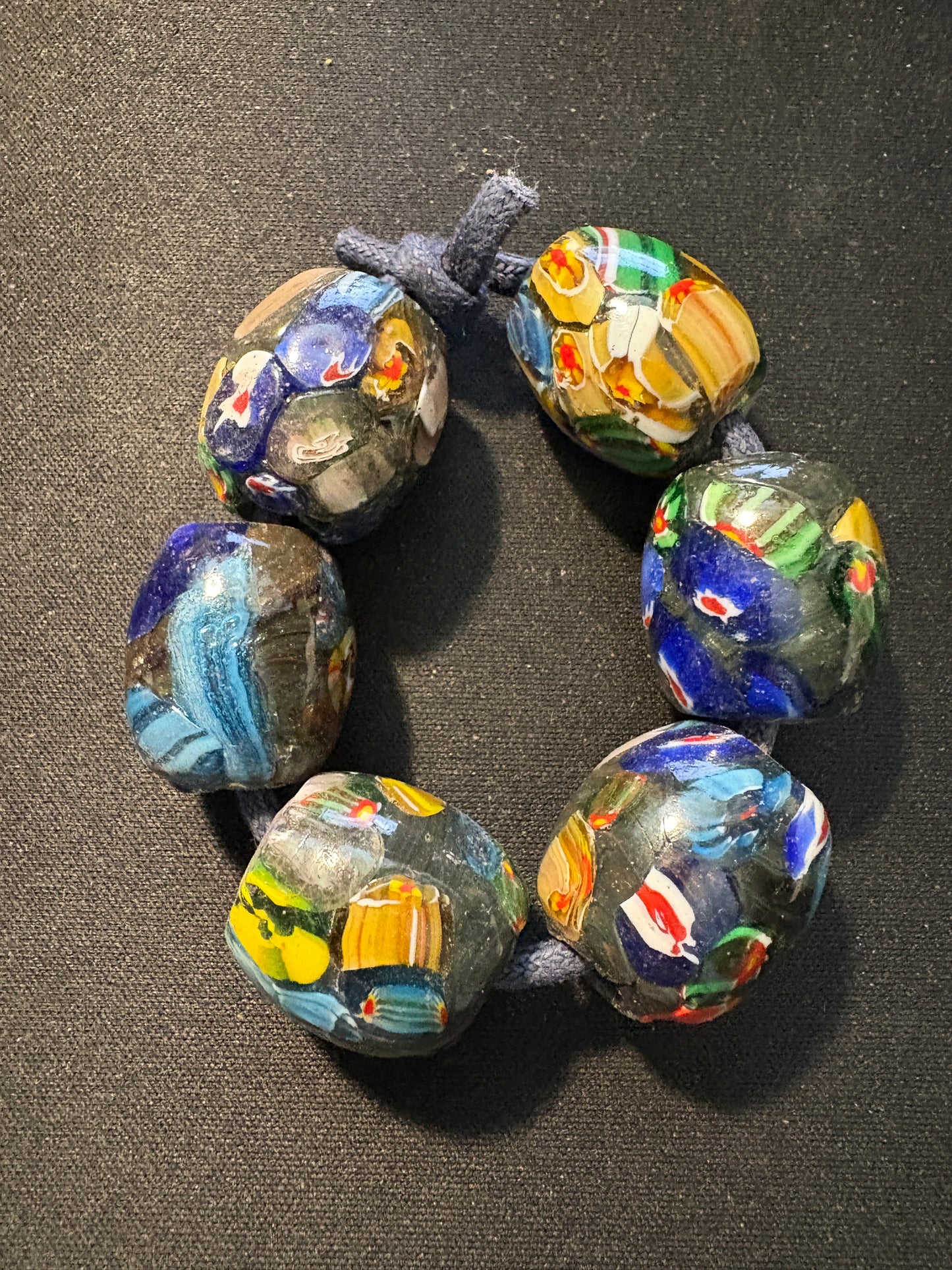 6 Millefiori glass trade beads - (S145) Handmade Rare - 22mm