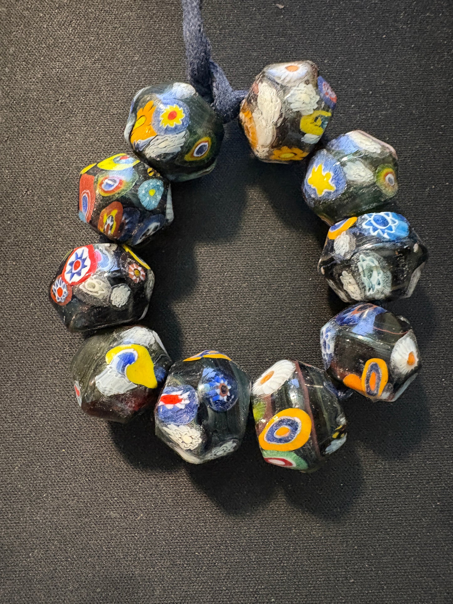 10 Millefiori glass trade beads - (S147) Handmade Rare - 15x15mm