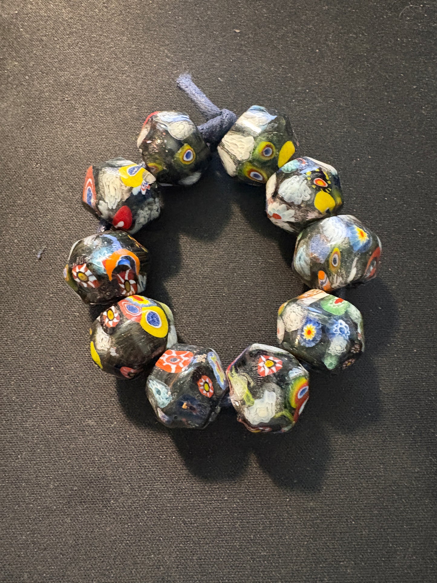 10 Millefiori glass trade beads - (S147) Handmade Rare - 15x15mm
