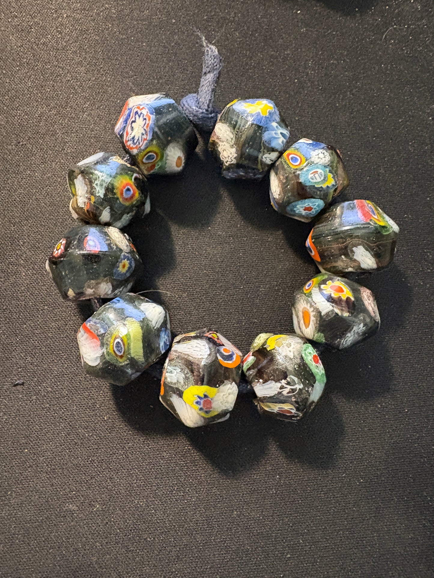 10 Millefiori glass trade beads - (S147) Handmade Rare - 15x15mm