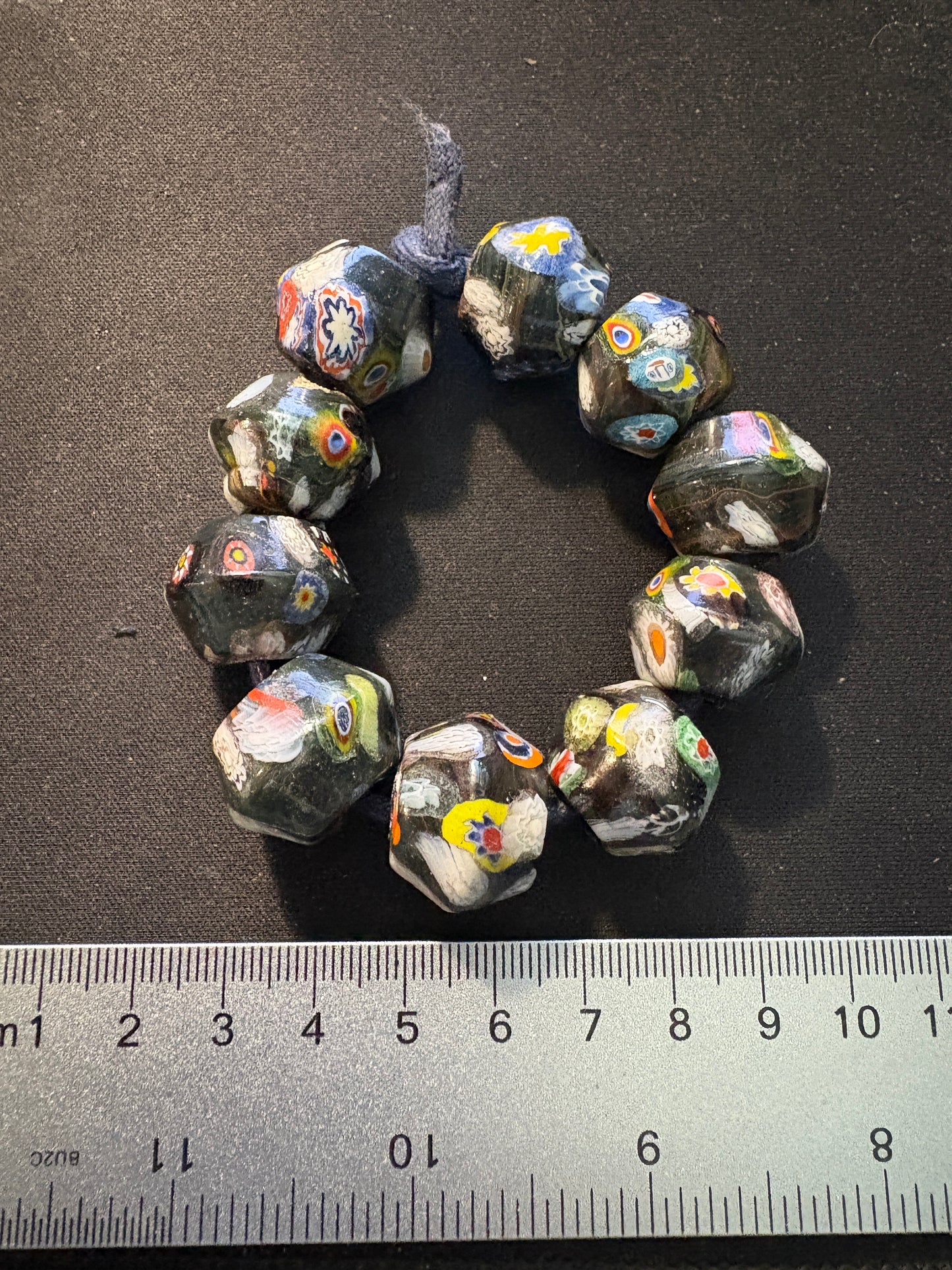 10 Millefiori glass trade beads - (S147) Handmade Rare - 15x15mm