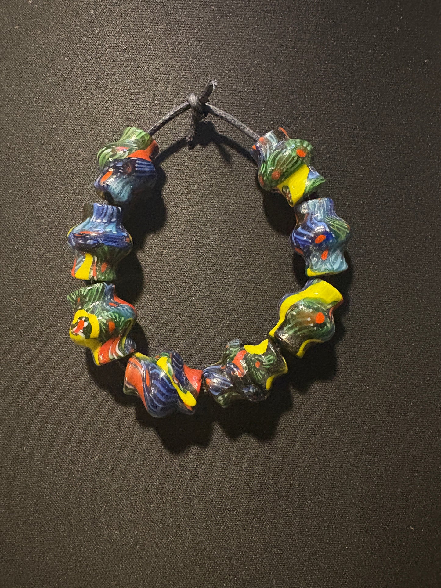 8 Millefiori glass trade beads - (S148) Handmade Rare - 20x15mm