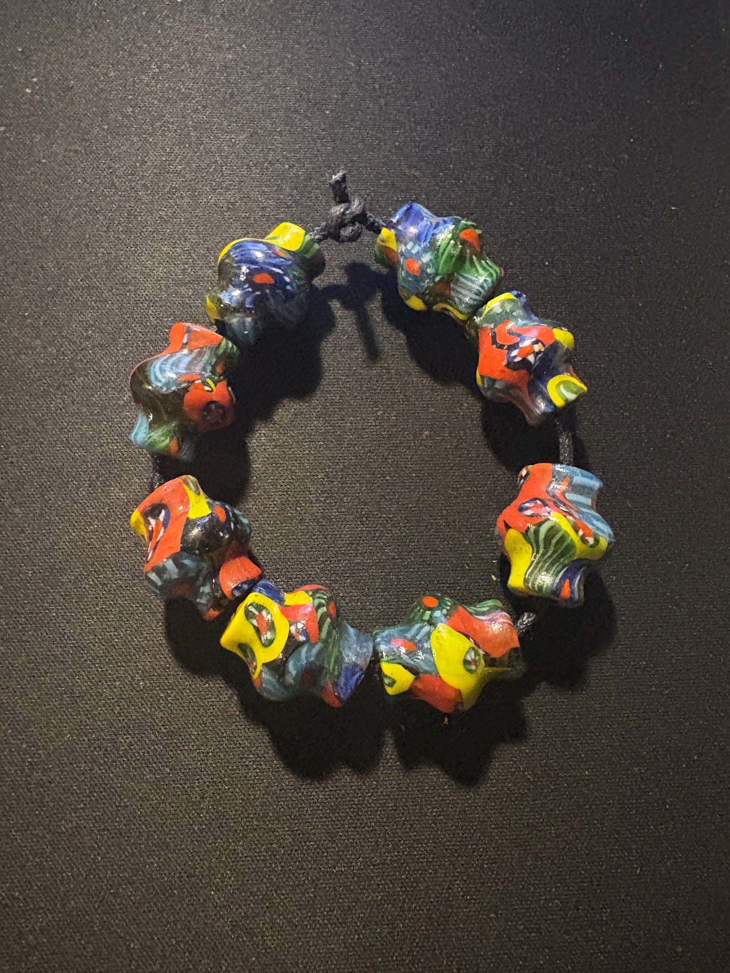 8 Millefiori glass trade beads - (S148) Handmade Rare - 20x15mm