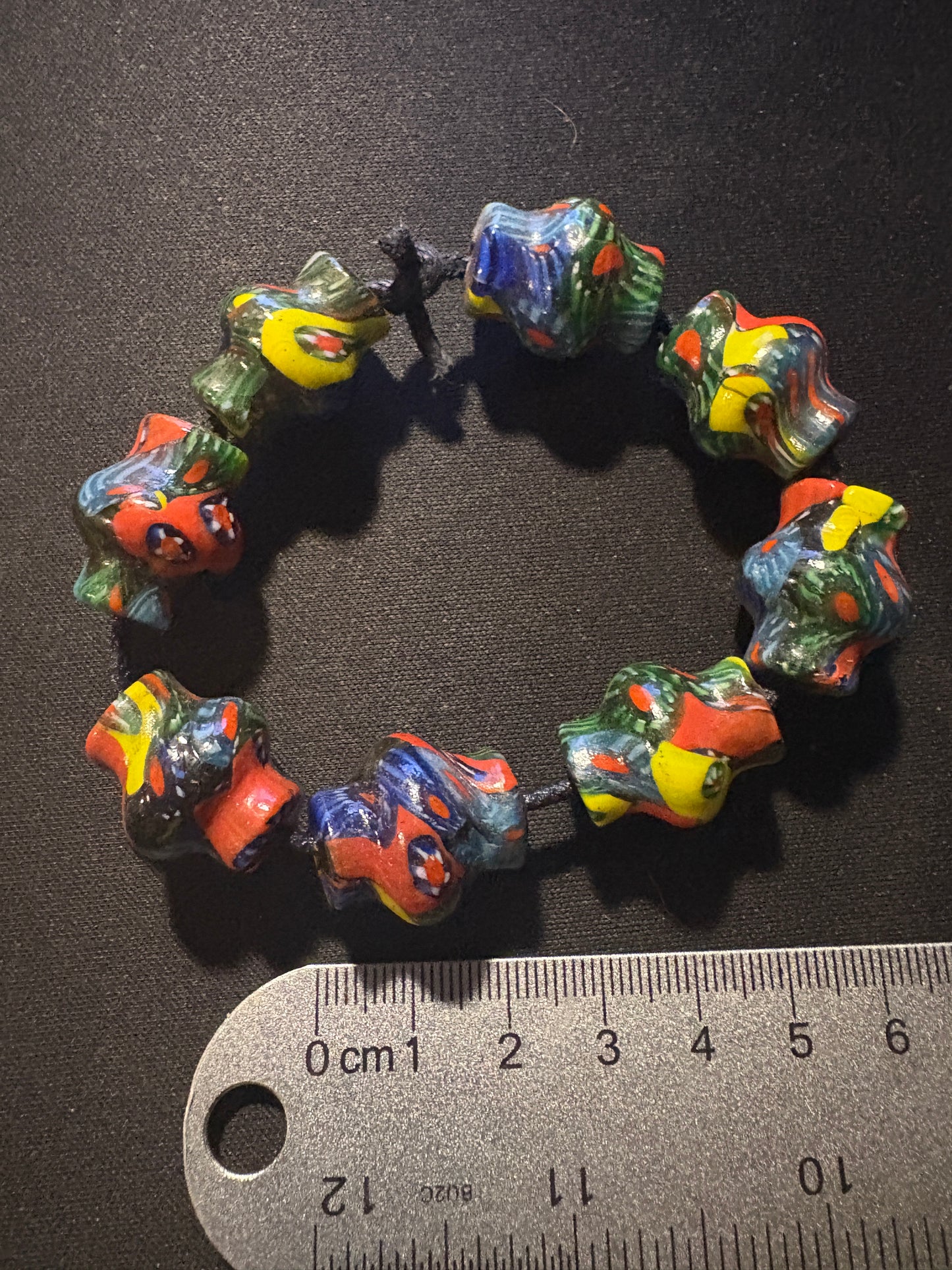 8 Millefiori glass trade beads - (S148) Handmade Rare - 20x15mm