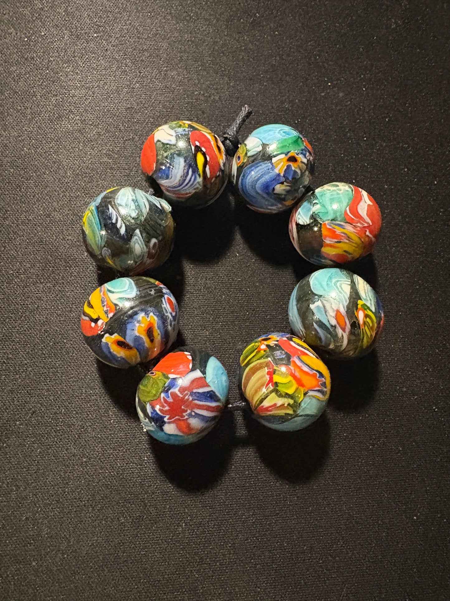 8 Millefiori glass trade beads - (S149) Handmade Rare - 20mm