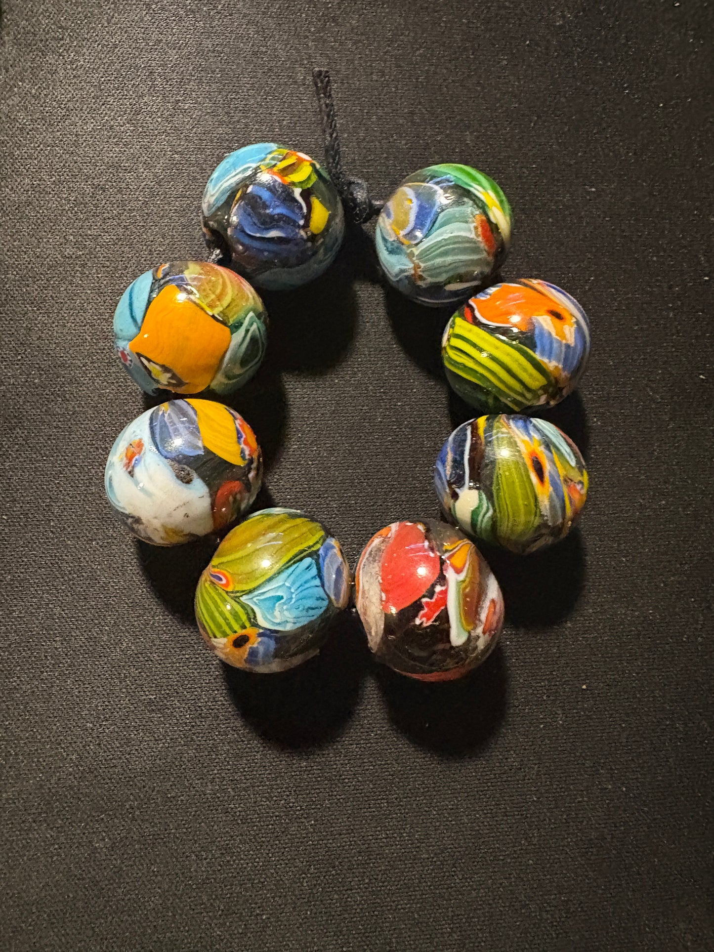 8 Millefiori glass trade beads - (S149) Handmade Rare - 20mm